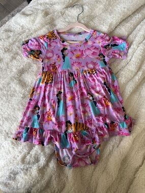 Posh Peanut Pink Floral Princess Print One-Piece Dress Bodysuit